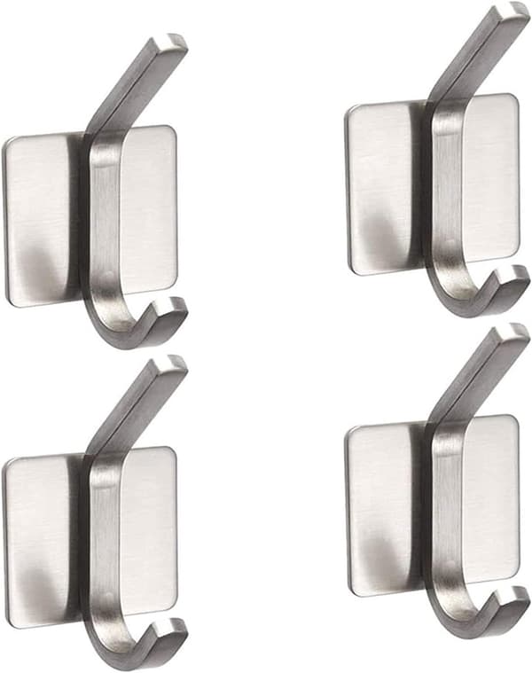 4 stykker - 8*4.5*3.5 cm - Krog i rustfrit stål - selvklæbende håndklædekroge - Håndklædekrog