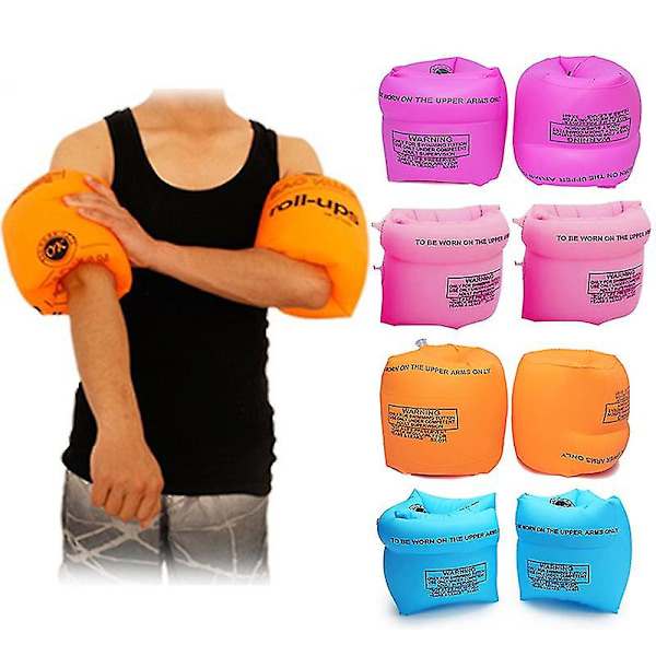 Nya Uppblåsbara Armpuffar för Simning för Vuxna och Barn, Bärbara Flytande Cirkelärmar, Poolboj, Armband, Simutrustning Blue
