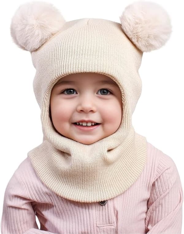 2-i-1 babyhatt - Hatt- og skjerfsett - Vinterhette skjerf - Vindtett barnehatt