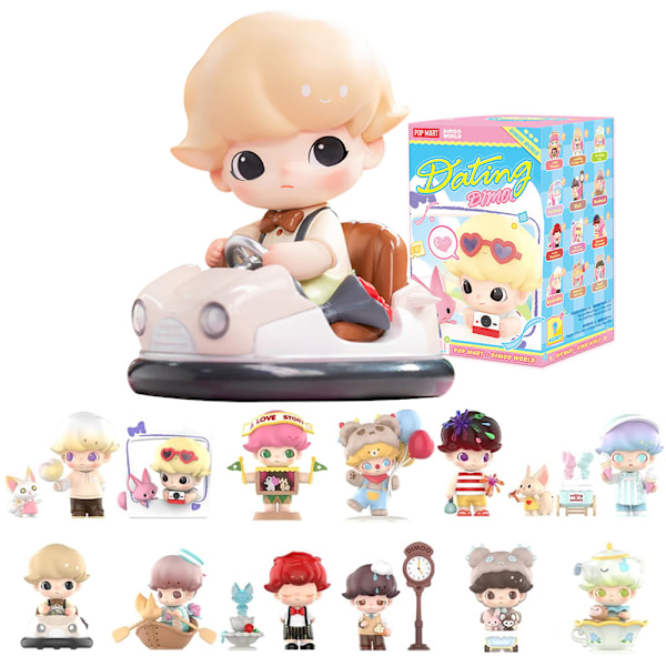 POP MART DIMOO Date Series Blind Box Actionfigurer Leketøyssamling Kunstleketøysgave, til Jul, Bursdag (Tilfeldig en)