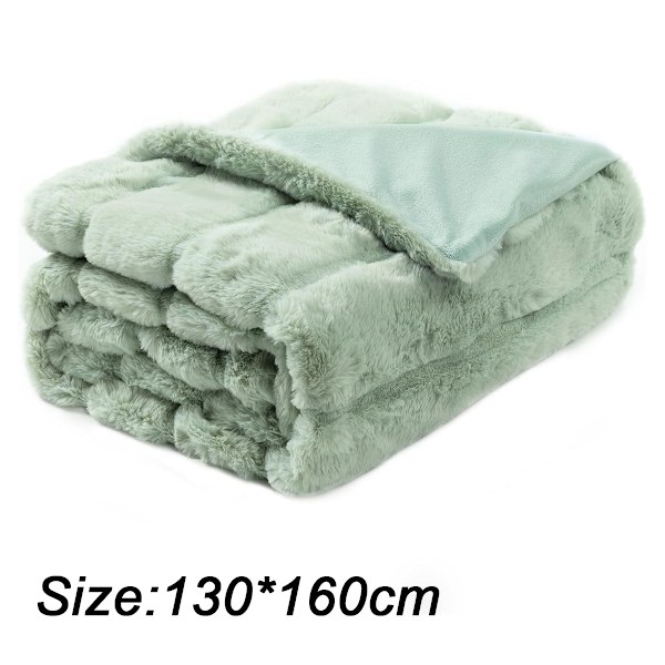 Mysig Lyxig Konstgjord Pälspläd för Soffa, Mjuk och Plyschig Tjock Vinterpläd för Soffa Sovrum Vardagsrum, 50 * 60 Tum Light green