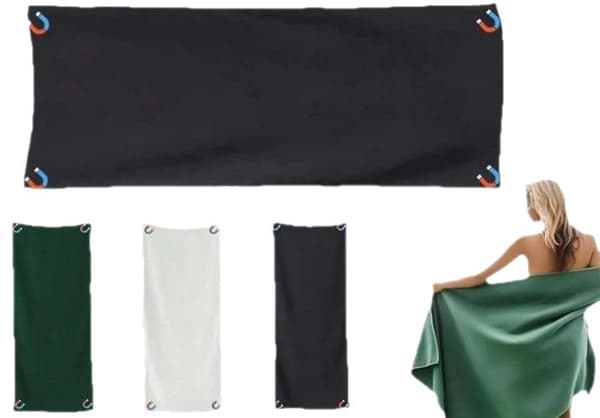 Magnetisk mikrofiber badehåndklæde, hurtigtørrende og sandafvisende, 4-punkts magnetiske hjørner til strand, pool og rejser, 190 x 76 cm