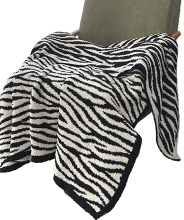 Zebraprint Fleecetæppe, Blødt Varmt Polyestertæppe Til Sofa, Seng, Kontor, Rejser Og Picnics, Sort Og Hvid, 130 x 160 cm