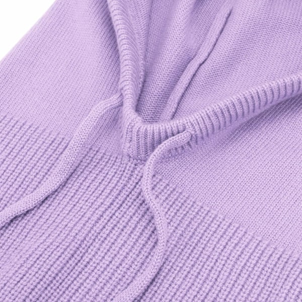 Vinterstrikket Beanie til Kvinder - Varmt Hætte-Halsklæde med Snøre 1 Pc Hooded Hat: Purple