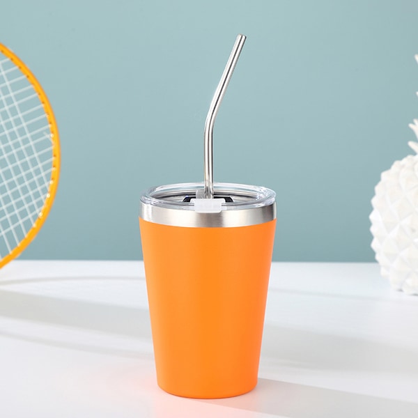 Rustfrie Barnekrus med Sølebestandig Lokk, Sugerør & Silikonhylser, 355 ml, BPA-frie, Isolerende, for Kalde & Varme Drikker Style 1