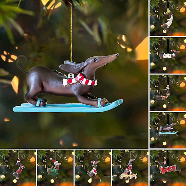 Hengende juletrepynt Dachshund Hundformede Henger for Hjemmet Juledekorasjoner Jul Nyttårspresenter Hjeminnredning