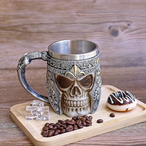 500ML Kraniet Kaffekande Vikinge Kraniet Ølkrus Rustfrit Stål Foring Gave til Mænd Fars Dags Gaver