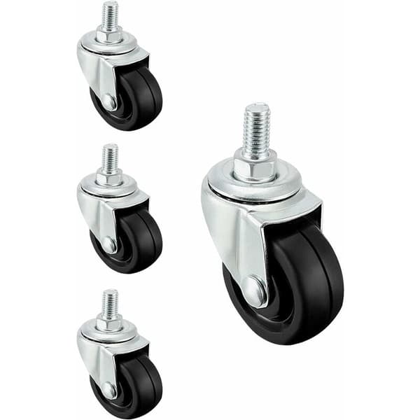 4 kpl 40 mm kumipyörät M8-kierretangolla