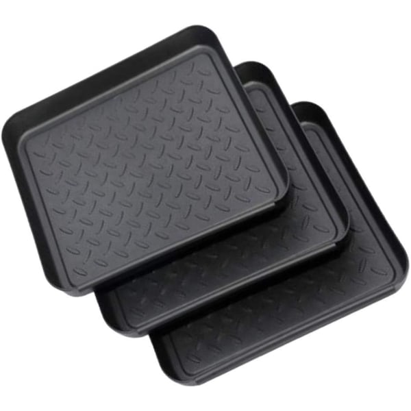 Sett med 3 skohyller, skobrett i plast, liten skomatte, dryppmatte, hylle, skobrett, dryppbrett, 35x27x3 cm