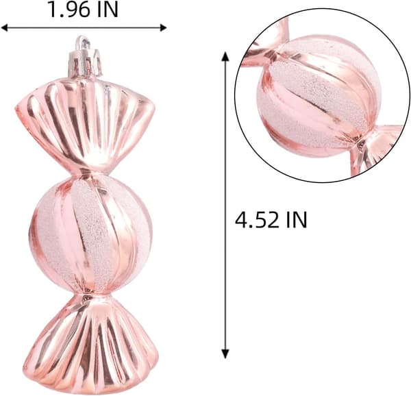 Julekugler i rosaguld, 12 cm, 24 stk.