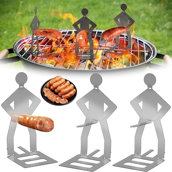 3 kpl Hauskoja Grillityökaluja Makkaralle, Grillaustarvikkeet Ulkogrillaukseen, Grillipiikki Retkeilyyn Ulkona Piknikille Puutarhaan Keittiöön
