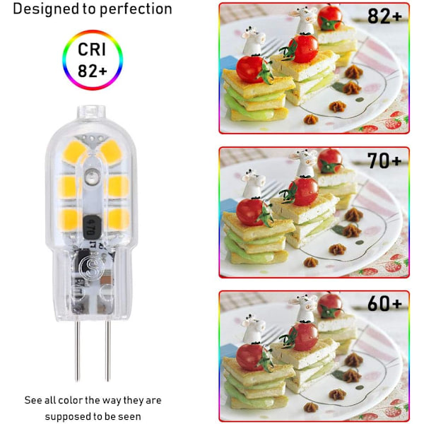 G4 LED-lamput – 5-pakkauksessa, lämmin valkoinen, 2W, välkkymätön, 360 asteen säteilykulma, korvaa 15W halogeenilamput, huurrettu pinta. transparent