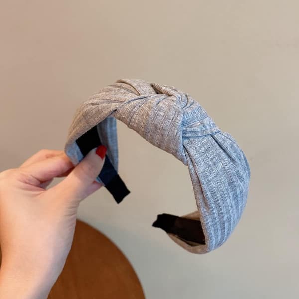 Pandebånd til kvinder, 3-pak, brede knyttede ribbet polyester, svedtransporterende åndbare, sport yoga dans, grå/kamel/lysegrå