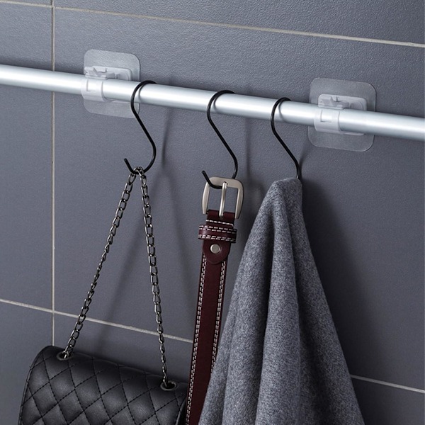 2-pack självhäftande gardinstångshållare gardinkrok hållare gardinstångsfäste utan borrning för hem, badrum, fästa gardin