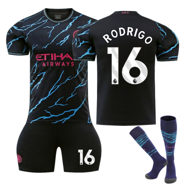 23-24 Manchester City Away Shirt No. 16 Set 26# Size 16 + Socks