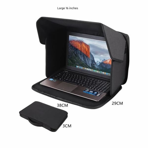 Bærbar solskærm til bærbar computer, foldbar polyester anti-genskin privatlivshætte, bærbart skærmcover til bærbare computere under 16 tommer, sort