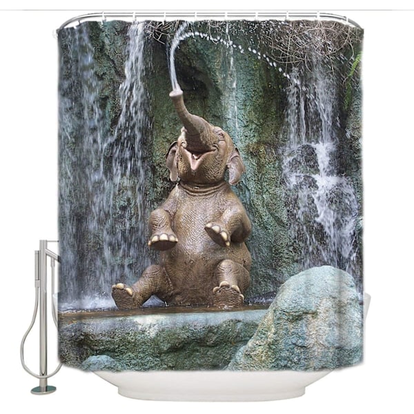 Dusjforheng i stoff, muggsikker dusjforheng, elefant
