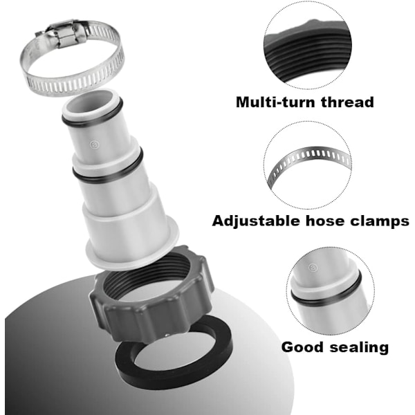 Erstatningsslangeadaptersett for Intex Fit ARU gjenget koblingspumpe