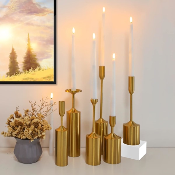 Teynewer LED-ljus, flamlösa, spetsiga, flimmerande, 6-pack med 10-knappars fjärrkontroll, batteridrivna, 28 cm långa, varmvita