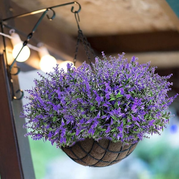 9 Stængler Kunstig Lavendel Lilla Falske Planter Lilla Blomster til Hjemmekontor Terrasseindretning eller DIY Bryllupsdekoration