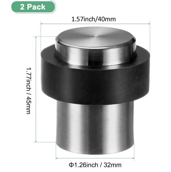 2 stk. - 40*40*45 mm - Dørstopper - sylindrisk dørstopper - dørstopper i rustfritt stål - for gulvmontering
