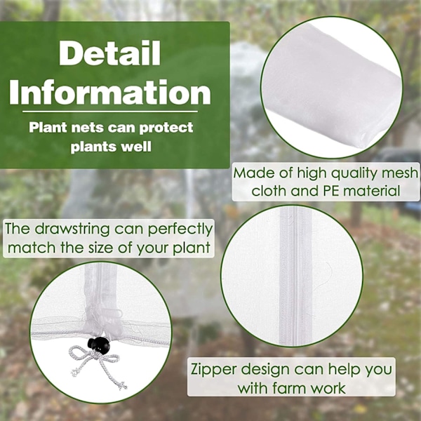 Insektnet med lynlås, plantebeskyttelsesnet til at beskytte planter, frugt og blomster mod insekter og fugle 3*4m