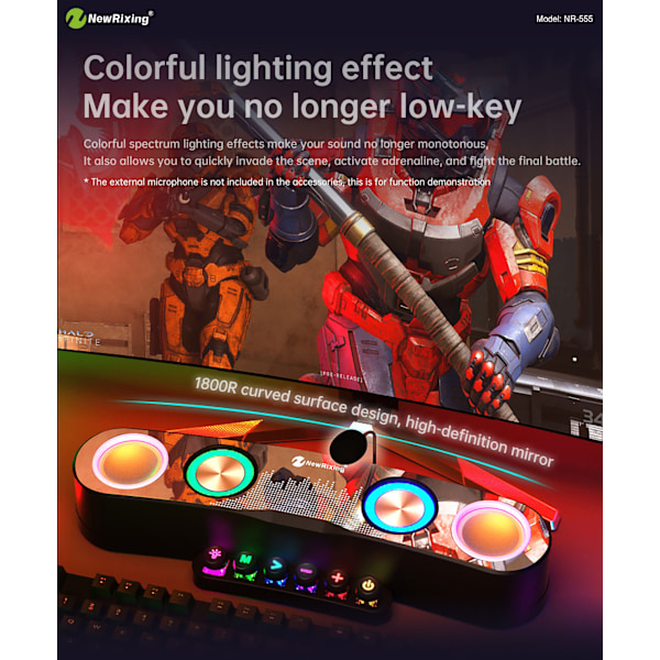 Farverig gaming Bluetooth-højttaler med LED-lys