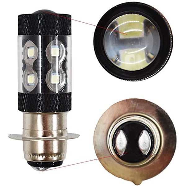 H6m LED-frontlyspærer for Yamaha ATV, blendende hvitt lys