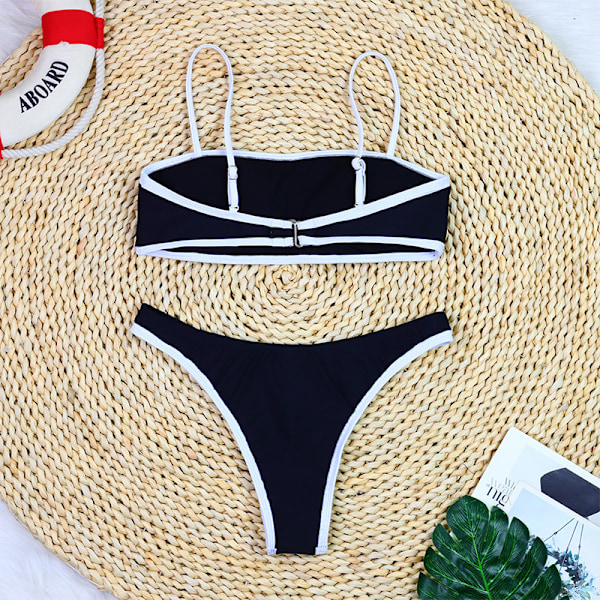 2025 Eurooppalainen ja amerikkalainen uimapuku Uusi tulokas Naisten rento mustavalkoinen värimatchattu tweed-tyylinen bikini Kuuma myynti bikini valkoinen white S