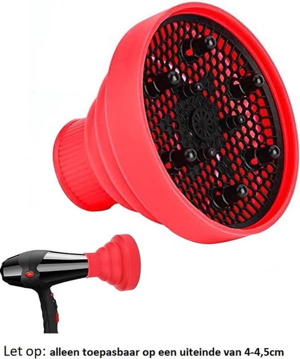 Universal Diffuser Attachment, Fleksibel Silikone, Varmebestandig Op Til 220°C, Til Krøllet Hår, Passer Til Runde Tørretumblere 4-4,5 cm, Rød
