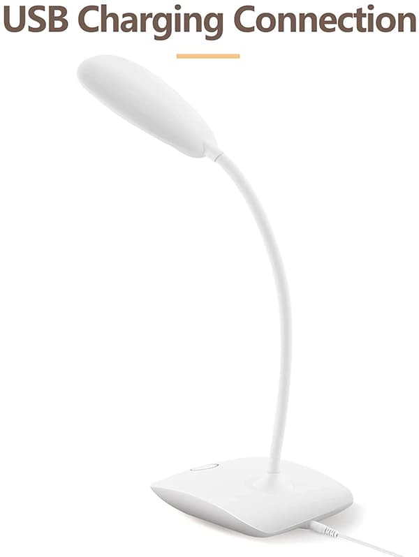 INF Ladbar LED bordlampe med dimmer og bøyelig base, Hvit