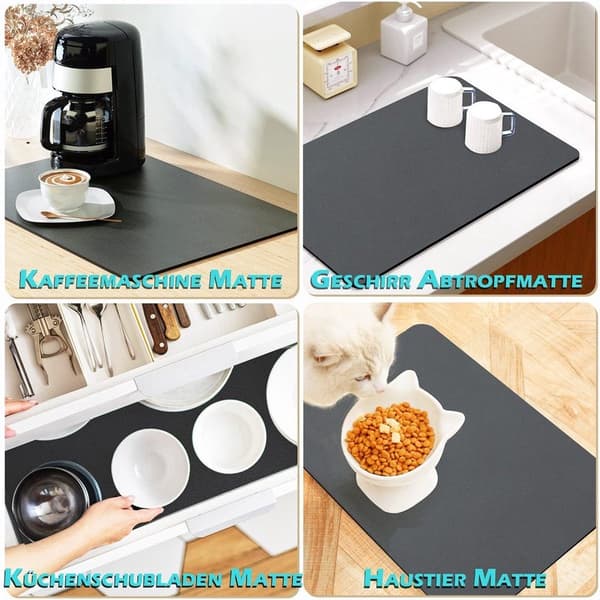 Kaffeabsorberende dryppmatte 40x50cm, svart - tampermatte, til kaffemaskin, tetilbehør