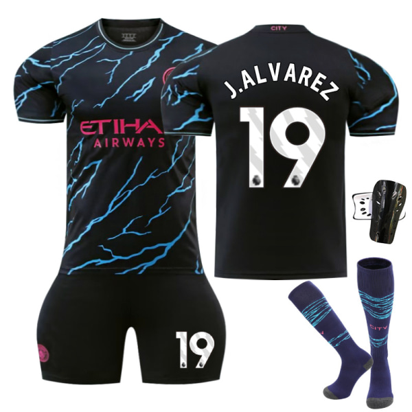 23-24 Manchester City Away Shirt No. 19 Set 20# Size 19 + socks + knee pads