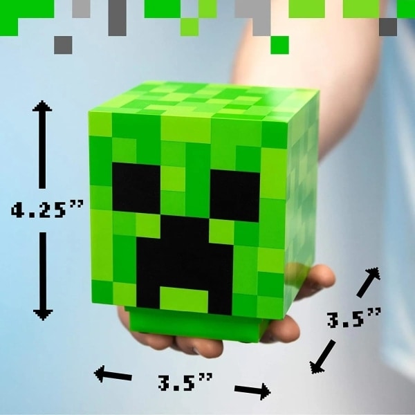 Minecraft Creeper-lampe, dekorativ nattlampe, LED-lampe med lydeffekter, oppladbar, barneromlampe, vegglampe (grønn) - Xin