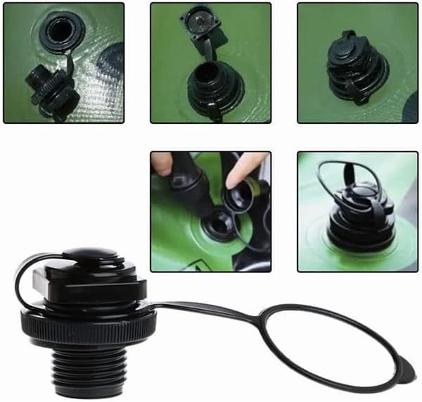 24 mm luftventil spiralpropper envejs oppustning erstatning til oppustelig båd kajak kano seng trækbar tube, sort 2-pak