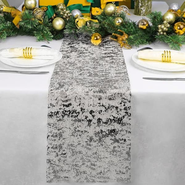 Bordløper - 28*275 cm - Sølv Bordløper - Sølv Gullfolie Bordløper - Duk - Polyester Bordløper