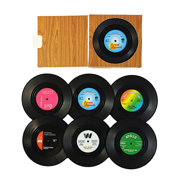 Korkunderlag i Vinyl for Plater - Beskytter Bordoverflaten og Forebygger Skader (6 stk Vinyl) Style 1