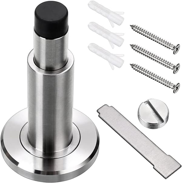 Dørstopper - Dør Buffer - Justerbar Højde Dørstopper - Rustfrit Stål Dørstopper - Med Gummi Buffer - Robuste Dørstoppere