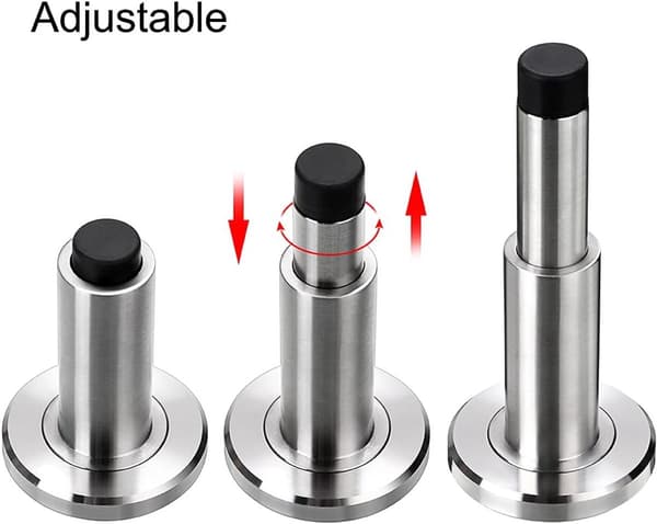 Dørstopper - Dør Buffer - Justerbar Højde Dørstopper - Rustfrit Stål Dørstopper - Med Gummi Buffer - Robuste Dørstoppere