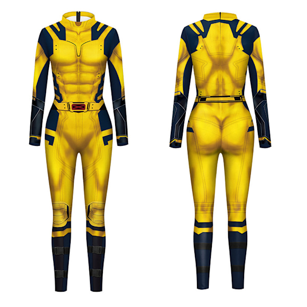 Wolverine-dräkt för män, superhjälte-jumpsuit för pojkar, Halloween-cosplay-body Yellow Yellow L