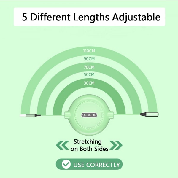 Uttrekkbar ladekabel, 3 i 1 multi USB hurtiglader Co