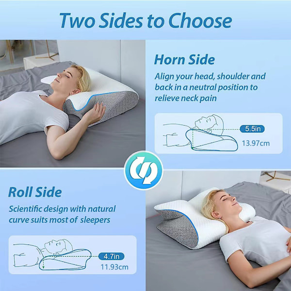 Butterfly Kudde Nackkudde Sovkudde Memory Foam Långsam Återhämtning Hotell Noll Tryck Kudde Kärna Cervikal grey