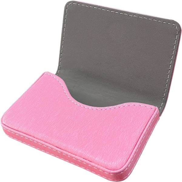 Læder visitkortholder med magnetisk lukning Pink