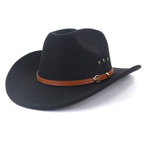Cowboyhat til kvinder og mænd Filt Bred Skygge Klassiske Udendørs Fedora Hatte Black