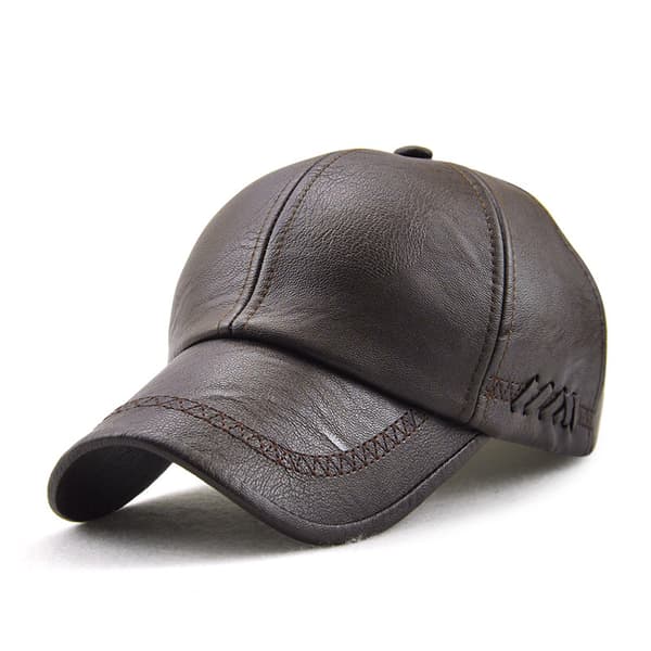 Herr Läder Baseballkeps Justerbar Sportkeps Mössa Platt