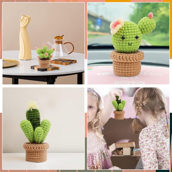 Virkningsset för nybörjare, handvävda dockprydnader med garnnystan, garn, polyesterfiberfyllning, handsynålar, broderinålar
