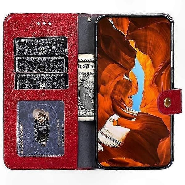 A56 5G Leather Case with Zipper - Protective Smartphone Case Red