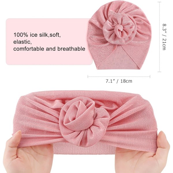 5-pack Baby Turbanhattar - Mjuka Knutska Bebis-mössor för Babyflickor och Småbarn 5 Pack Flower Set9A-71 / 3-24 Months