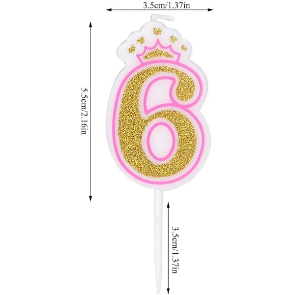 Fødselsdagskage Lys til Børn 0-8 År Gamle Røgfrie Krone Festlys (6) 6