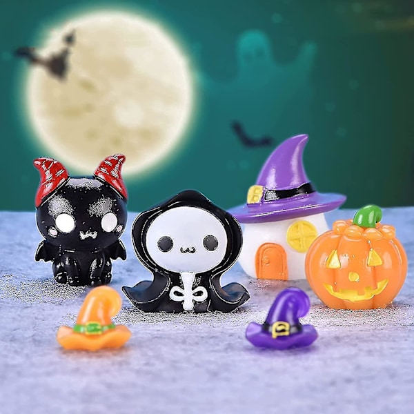 2023 - 16 kpl Miniatyyri Halloween-koristeita Kurpitsa Mumio Halloween-hattu Halloween-hartsikoristeet Miniatyyri Halloween-hahmot DIY-valmistukseen sisustukseen